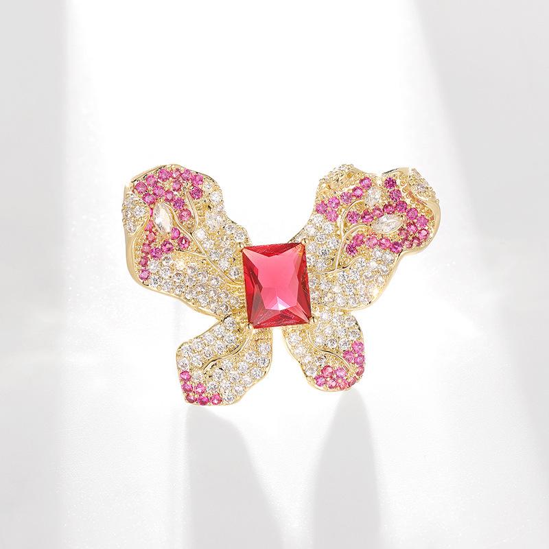 Bo Xin Yun Premium Colorful Zirconia Butterfly Brooch - Elegant Statement Corsage Pin