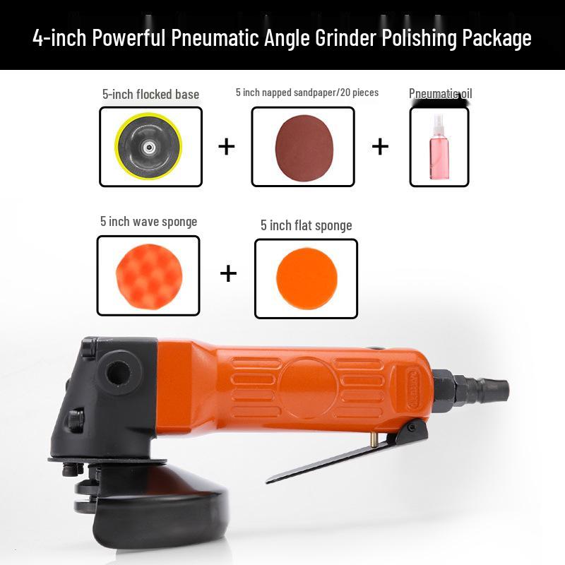 4" Pneumatic Angle Grinder, 5" Industrial-Grade Multipurpose Air-Powered Polisher & Cutter.