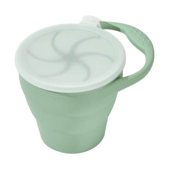 

Snack Cup Soft Silicone Baffle 350ml Large Capacity Leak-Proof Foldable Portable Snack Container Kids Microwave Safe Fruit Biscuit Holder 350ml зелений