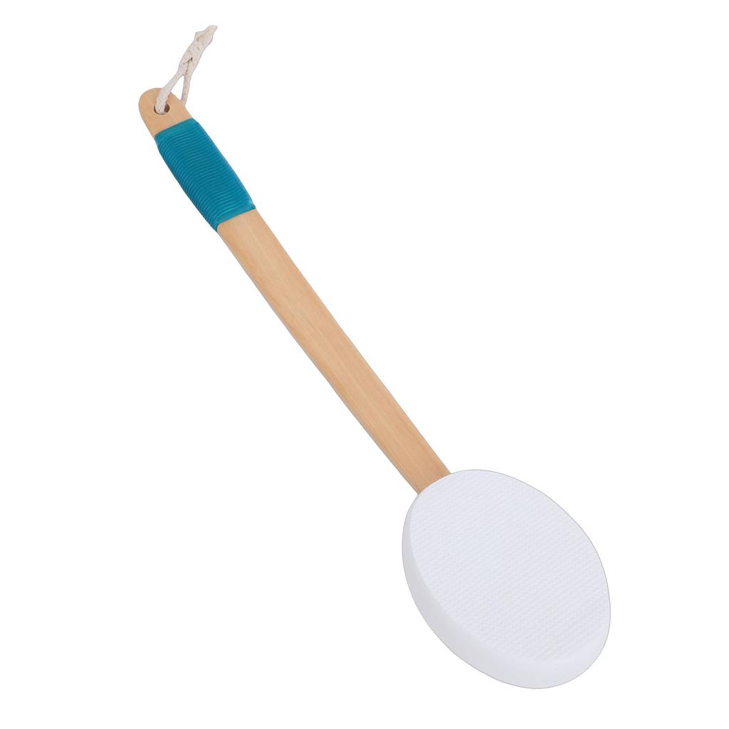 Back Lotion Applicator Curved Wooden Handle Sunscreen Applicator with 3 Replaceable Heads