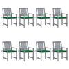 Garden Chairs and Cushions Set of 8 Solid Acacia Wood