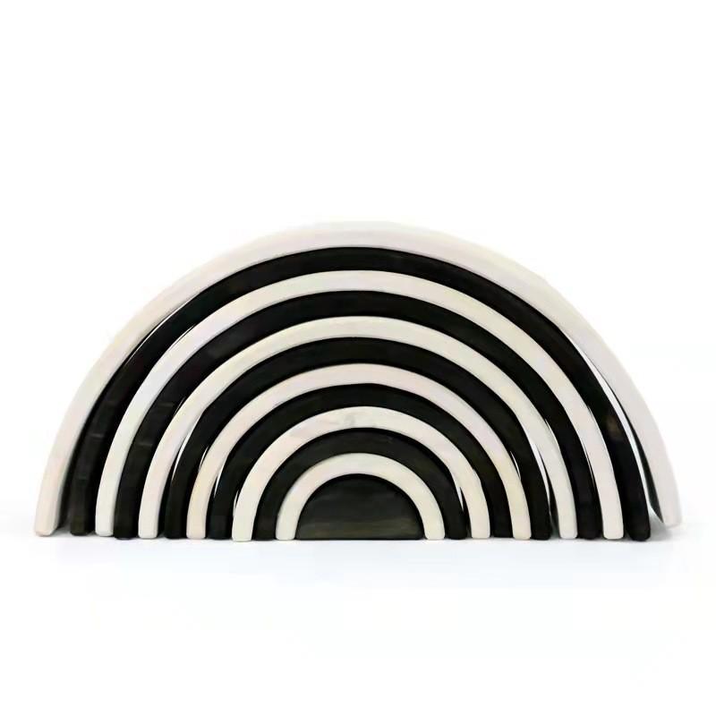 Children's Wooden Rainbow Building Blocks Arch Assembled Colorful Stacking Ornament Toy