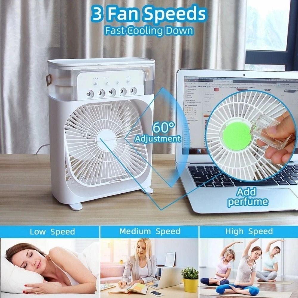 LED Night Light Spray Fan 3 In 1 Air Conditioner Mini Air Cooler  Office
