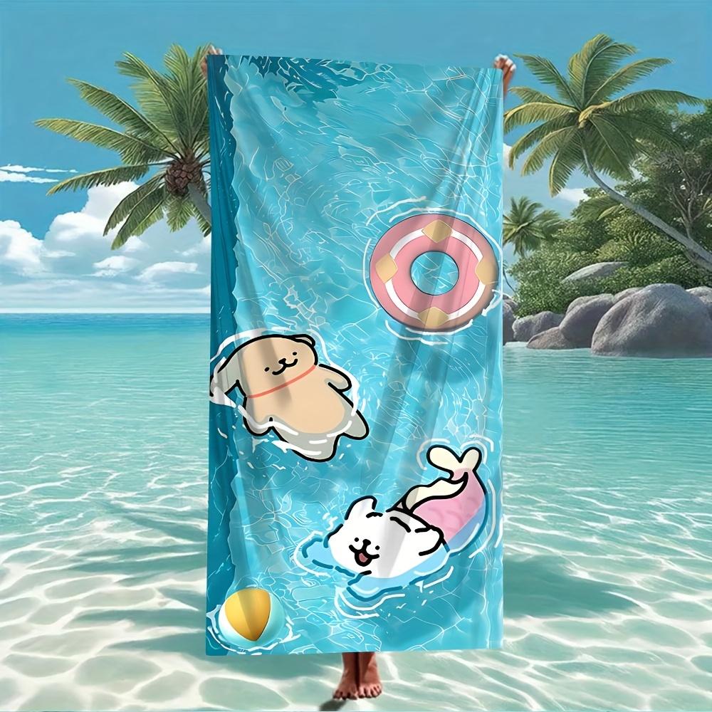Line Puppy Printed Beach Towel - Soft, Absorbent & Lightweight, Hand or Machine Washable, Perfect for Vacation, Travel, Bathing