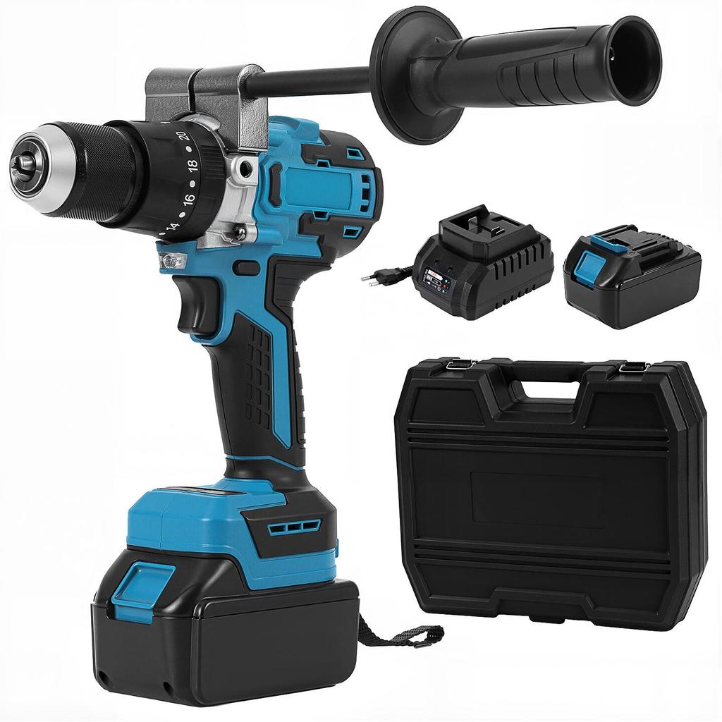 Dual-Speed Brushless High-Power Impact Drill with Lithium Battery - Portable High Torque Industrial Grade Electric Drill