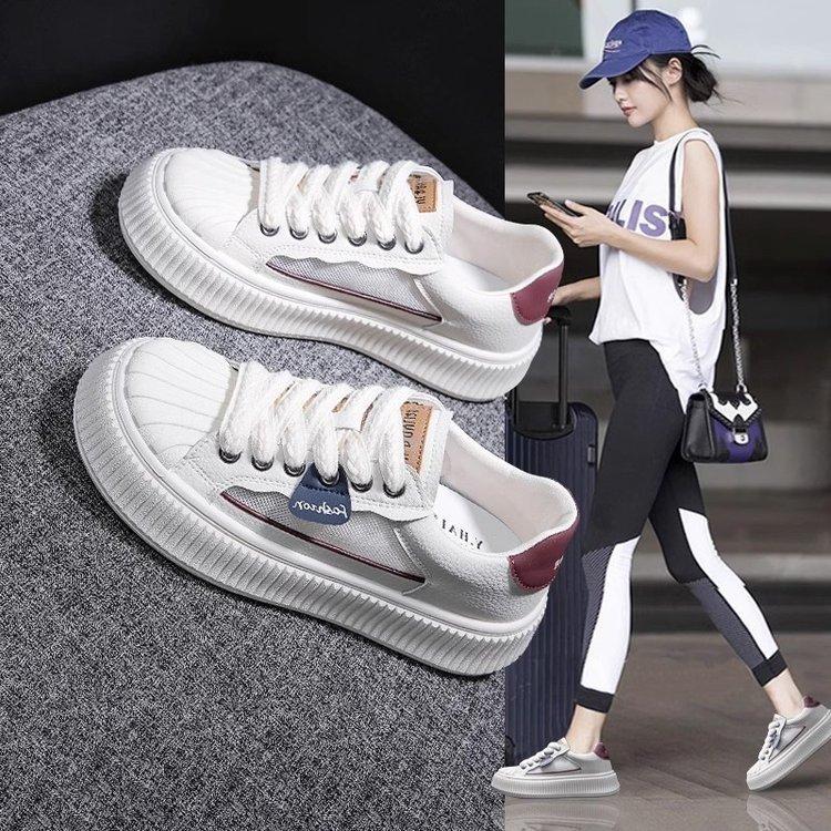2024 New Summer Niche Explosion Shell Head White Shoes Women's Thick-soled Versatile Sports Mesh Breathable Board Shoes