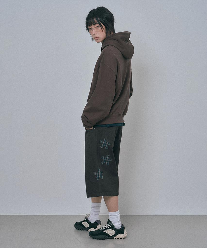MOO Check Applique Cotton Bermuda Pants - Deep Khaki