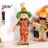 Rustic Farmhouse Yard Display Standing Fall Scarecrow Decoration, Halloween Thanksgiving Ornament Durable Garden Figure with Clothes Hat for