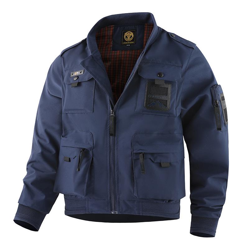 Chaqueta Ejecutiva, Chaqueta de Béisbol para Hombre, Chaqueta Funcional con Múltiples Bolsillos, Traje de Asalto Europeo y Americano, Parte Superior de Ropa de Trabajo