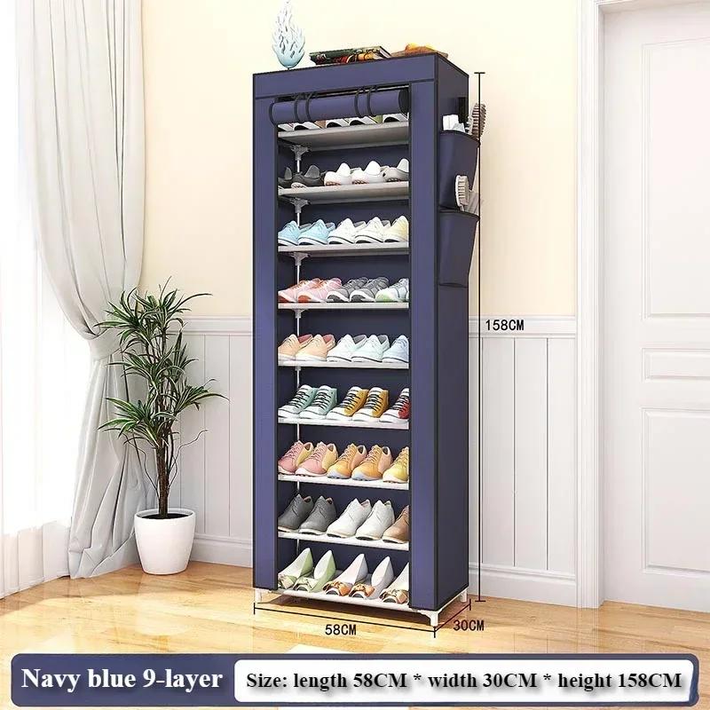 9 L Elevated Shoe Cabinet Large Capacity Storage Cabinet Dust-proof and Economical Shoe Cabinet Entrance Shoe Rack with Curtains