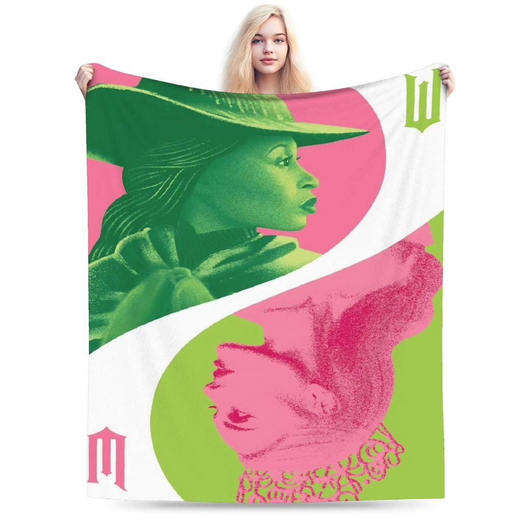 W-Wicked 2 Musical Movie Glinda Elphaba Blanket Warm Soft Street Trend Plush Throw Blanket Flannel Bedspread Bed Cover
