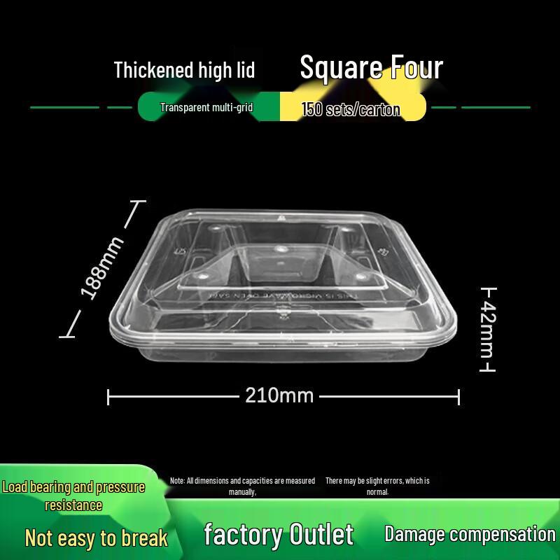 

ZL Disposable Square 4-Compartment Microwaveable Meal Prep Boxes with High Lids