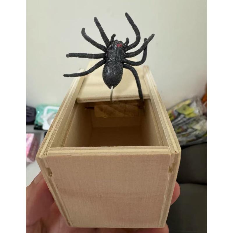 Halloween Decorations Prank Wooden Scare Box Trick Spider Funny Crafts Scare Box Wooden Hidden Box Home Fun Game Trick Friend