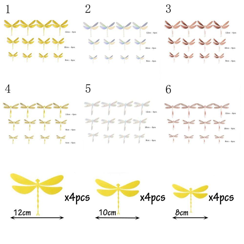 12PCS PVC Wall Decals 3D Wedding Party Decoration Dragonfly Wall Sticker  Birthday