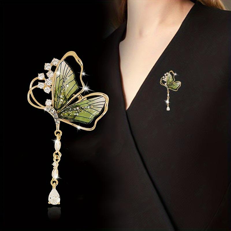 Stylish Semi-Transparent Insect Tassel Butterfly Brooch for Women