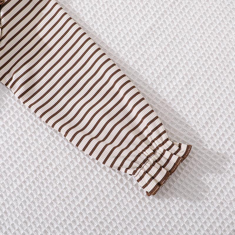 Girls' Outfit Children's Clothing 2025 Autumn New Cute Doll Collar Long Sleeve Striped Top Long Pants 2-Piece Set