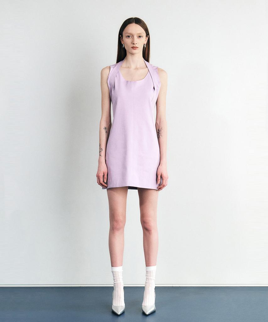 Sillot Twist Neck Sleeveless Mini Dress (Pale Purple)