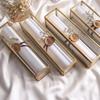 Vintage Glass Display Jewelry Box with Brass Coating Frame for Wedding Card, Home Décor Size: 9x2x2"