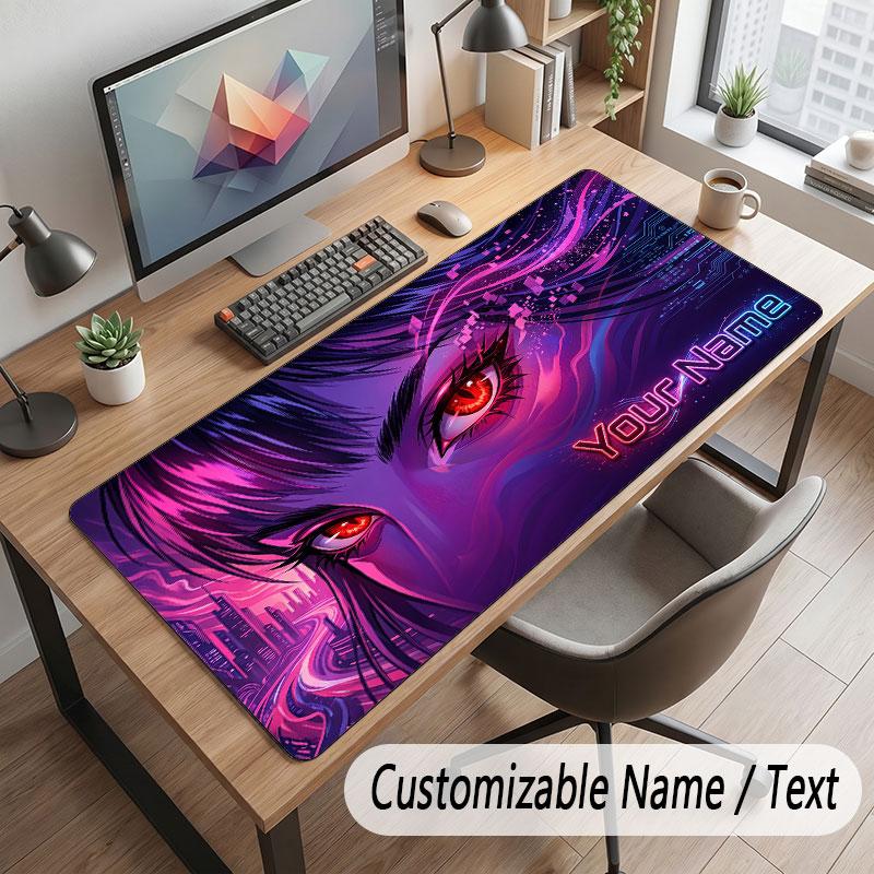 City Cyberpunk Theme Customized Mouse Pad Personalized Print Name Text Desk Mat For Home Office Table Decor