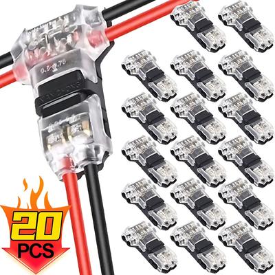 20/1PCS T Tap Wire Connectors Disconnect Terminals Low Voltage Wire Splitter Connector Push-in Lever Quick Wire Connectors