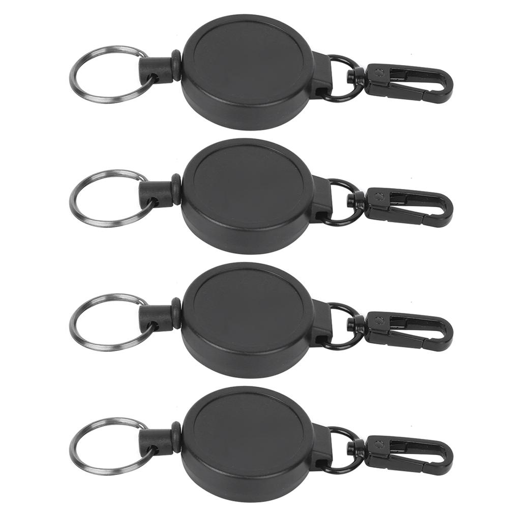 4pcs Telescopic Keychain AntiTheft Retractable Key Ring High Resilience Wire Rope Carabiner for