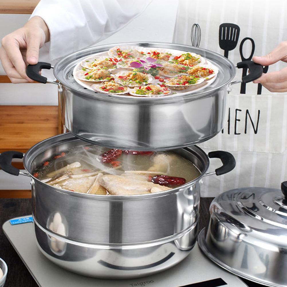 Stainless Steel Steamer Stackable Steaming Pot Convenient Kitchen Cookware Cooking Utensils Useful Stockpot for Home