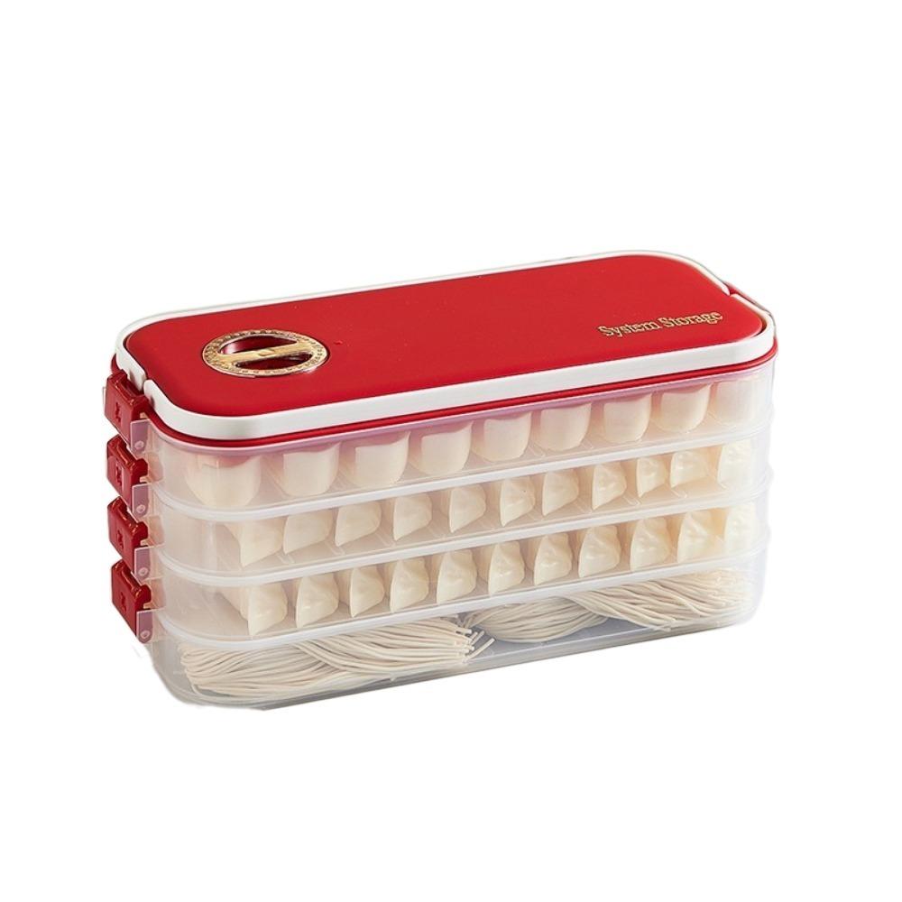 Plastic Dumpling Box Multi-Layer Transparent Food Egg Frozen Box Sealed Large Capacity Wonton Fresh-Keeping Organizer for Home