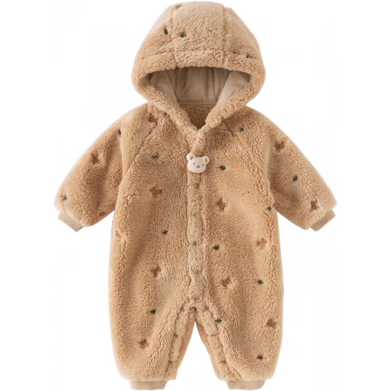 

DAVE&BELLA Newborn Unisex Hooded Plush Romper 90