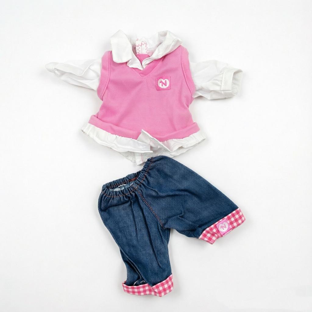 Pink Vest & Jeans Two-Piece Doll Outfit for Kids