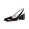 FOREADA Women Pumps Thick High Heels Square Toe Party Sexy Spring Autumn Shoes Black Apricot Rose-carmine 33-46