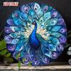 Metal Wall Art Peacock Blue Feather Pattern for Living Room