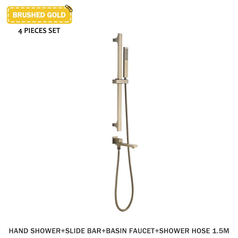 Skrytá ruční sprchová sada s teplou a studenou vodou, koupelnová nastavitelná nerezová ocelová posuvná hlavice se 2 funkcemi, otočná tryska, mosazné tělo ventilu