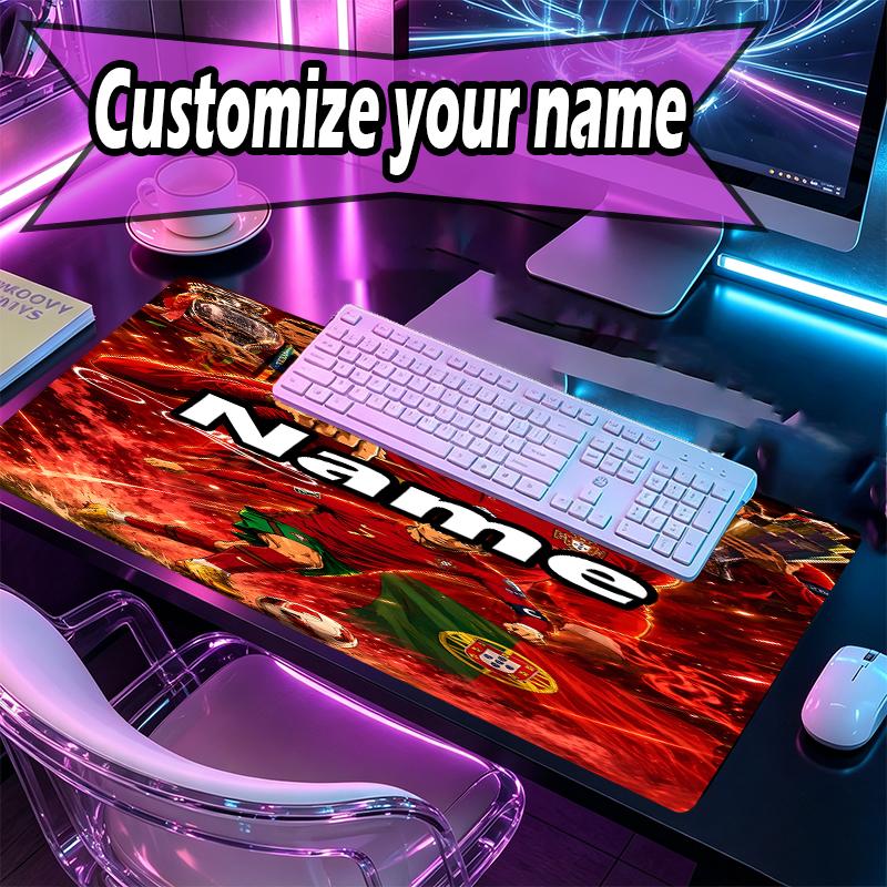 Custom Name Personalized Cristiano Ronaldo Pattern Mousepad, Laptop PC Desk Mat, Decorative Desk Mat for Home Keyboard Pad Gift