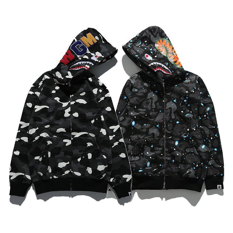 Ape Koupání A Bape Kabát Žraločí Hlava Bunda Mikina s Kapucí na Zip