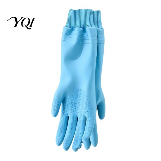 Rubber Dishwashing Gloves Fleece Lined for Housework, Waterproof PVC Cleaning Gloves, Anti-slip Thermal Kitchen Grip Warm Velvet Lining Laundry