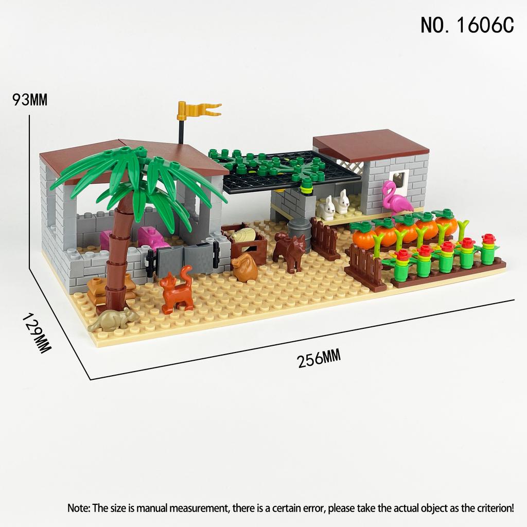 Children'S Toys Green Dream Farm 1606C Building Block Scene Vegetable Garden Animal Melon And Fruit Farm Accessories