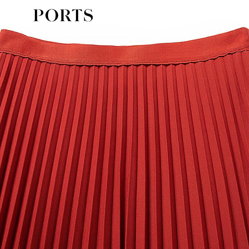 PORTS Women's Dirty Orange Pleated Midi Skirt