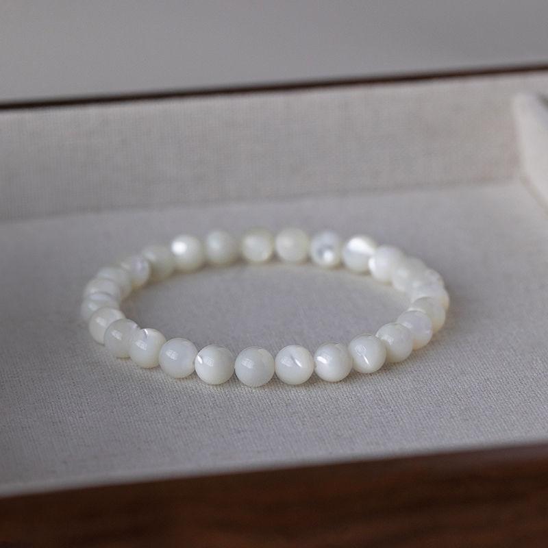 Xiaomi Natural Mother-of-pearl Elastic Bracelet, Exquisite, Stackable, with White Shell Beads, for Women, Simple and Elegant Jewelry.