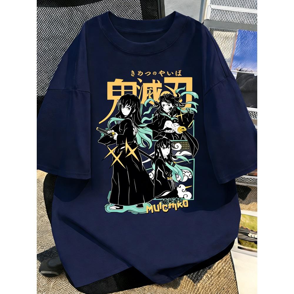 Summer Plus Size Demon Slayer Anime Printed Unisex Women Tshirt Casual Parent Child Top Fashion Harajuku Style Street Wear Y2K