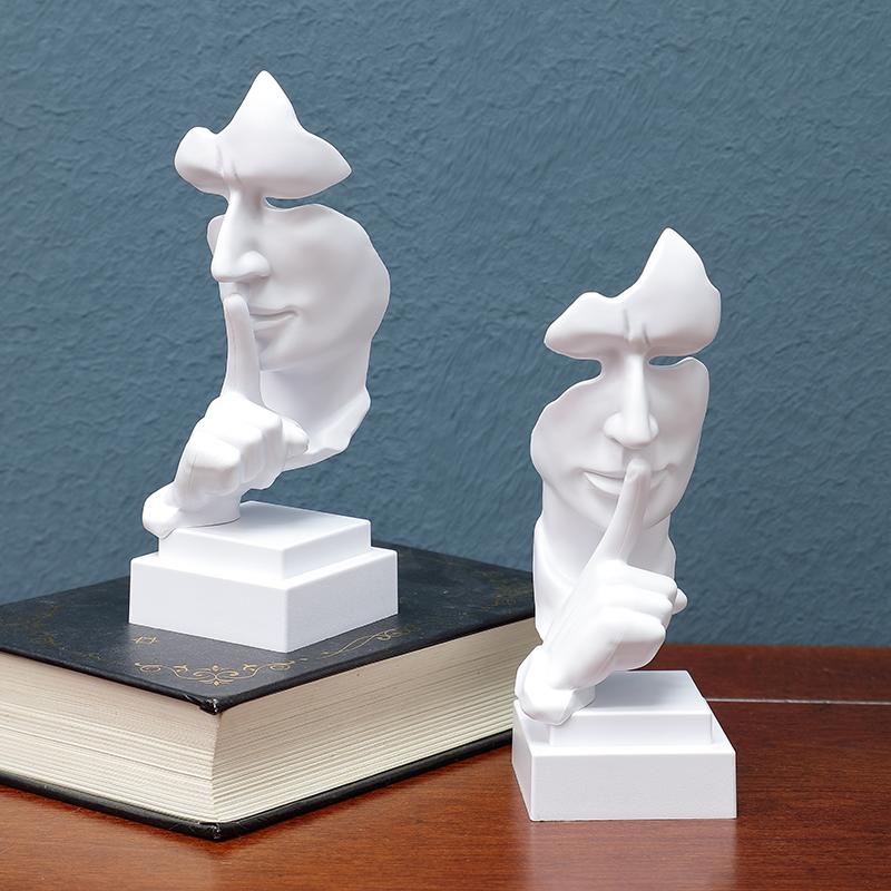 Mask Gesture Ornament, Finger Lip Sculpture, Secret-Keeping Home Decor, Office Desk Sculpture Gift, Living Room Decoration