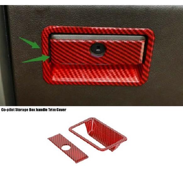 Co-pilot Storage Box Handle Trim Cover For Ford F150 Red Carbon Fiber Accessorie