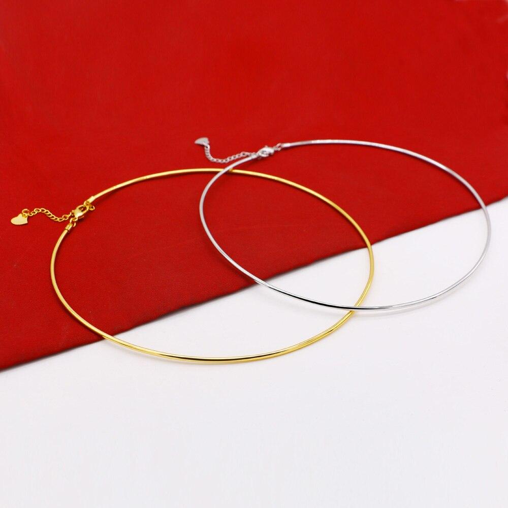 Choker !!!New Brand 925 Sterling Silver Torques Necklace For Women ;Rose Gold Silver Collar Rope Chain Silver Jewelry Accessories