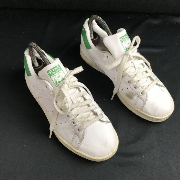 adidas Stan Smith Leather Low-cut Sneakers White × Green Men's US6 / 24.0(USED)