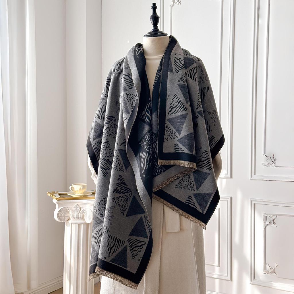 Elegant Double Sided Printed Pashmina Scarf from New Brand Ultra Soft, Warm with Fringe, Indispensable for Winter