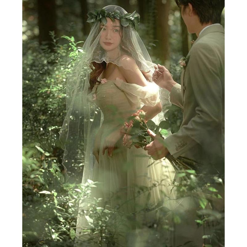 

Легкое свадебное платье, парное платье, юбка из марли цвета феи мори XXXL зелёный