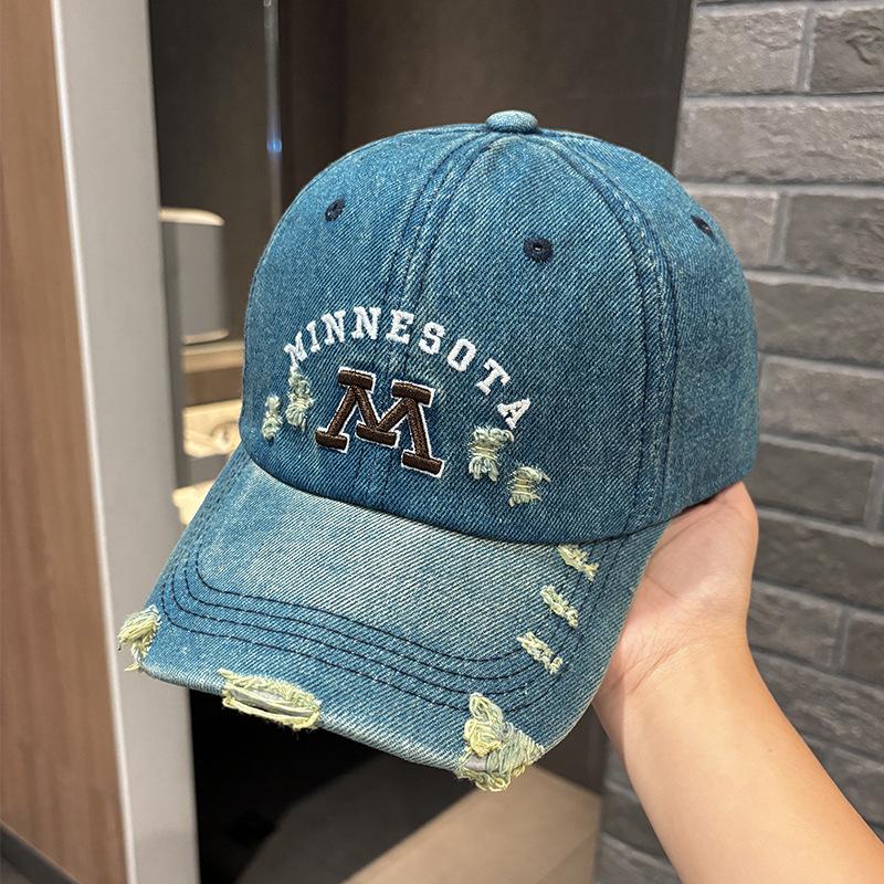 

Вышивка букв рваная бейсболка ретро выстиранная старая кепка спорт на открытом воздухе козырек 55-59Cm (adjustable)