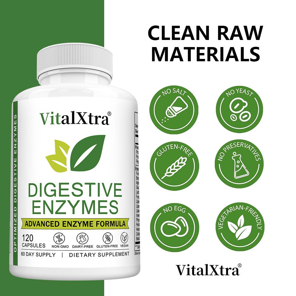 Digestive Enzymes Support the Digestion of Proteins, Carbohydrates, Fiber, and Dairy Products. 120 Capsules.