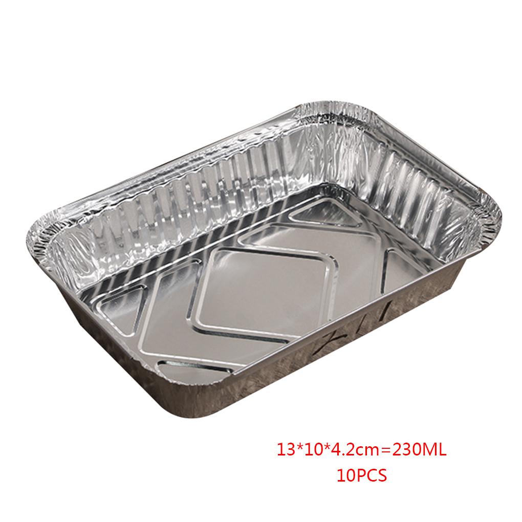 Pack of 10 Aluminum Foil Pans Kitchen Supplies Take-out Containers Food Container Baking Plate Stackable Single-use Pan