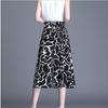 Sommer Bedruckte Weitbein-Hosenrock für Damen Chiffon 7/10 Länge Blumendruck Locker Culottes