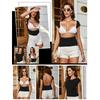 Women's Sexy Open Back Short Sleeve Slim Round Neck Casual Open Navel T-shirt